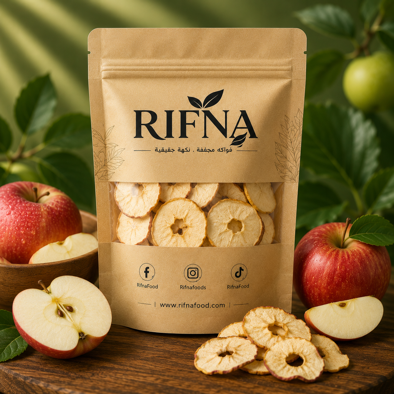 شرائح التفاح المجففة بالتبريد 🍎